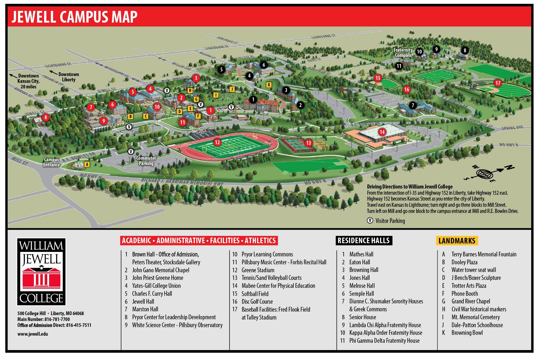 Campus map of William Jewell College